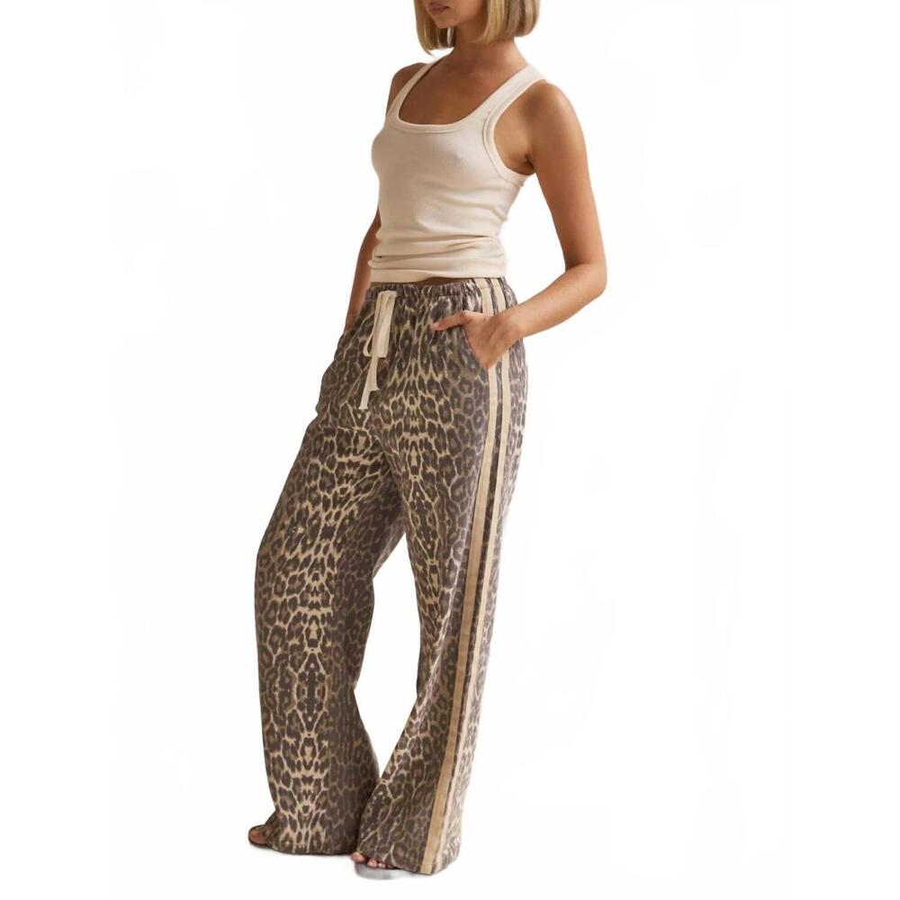 NEW ROSA CLOTHING effortless and chic stripe bar long pants in leopard - Picture 3 of 7